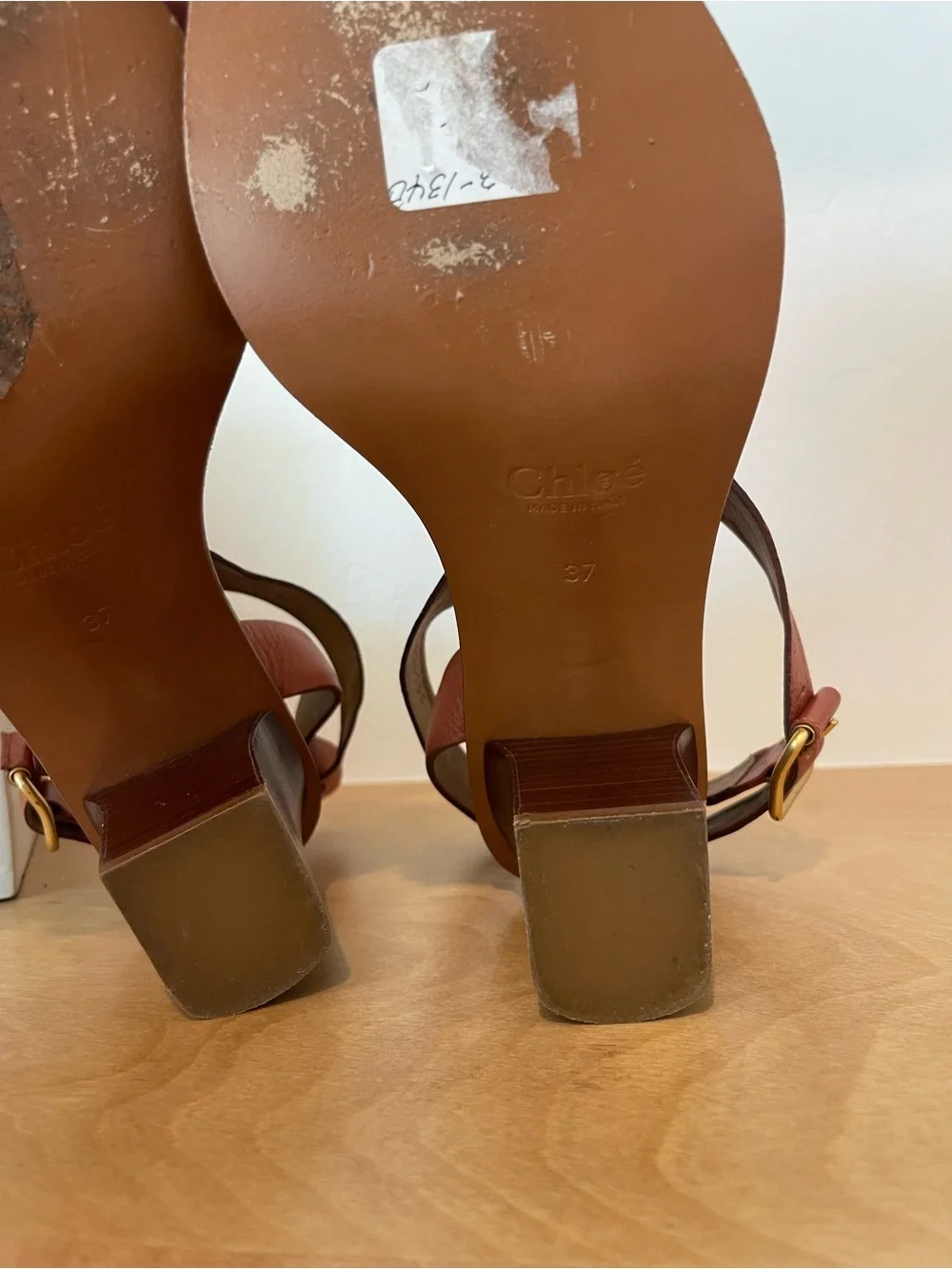 Chloe Virginia Chestnut Strappy Criss Cross Square Toe Sandals Heels Shoes 37